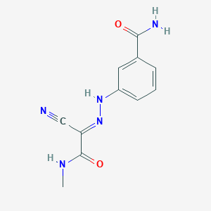 molecular formula C11H11N5O2 B385811 3-{2-[1-Cyano-2-(methylamino)-2-oxoethylidene]hydrazino}benzamide 