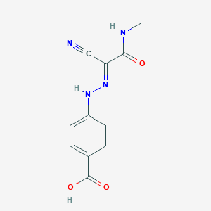 molecular formula C11H10N4O3 B385813 4-{2-[1-Cyano-2-(methylamino)-2-oxoethylidene]hydrazino}benzoic acid 