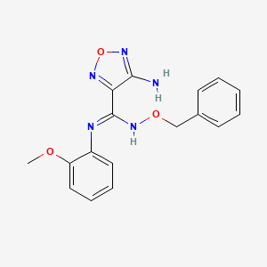 molecular formula C17H17N5O3 B3858134 4-amino-N'-(benzyloxy)-N-(2-methoxyphenyl)-1,2,5-oxadiazole-3-carboximidamide 