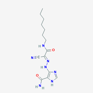 molecular formula C14H21N7O2 B385817 5-{2-[1-cyano-2-(heptylamino)-2-oxoethylidene]hydrazino}-1H-imidazole-4-carboxamide 