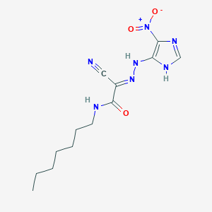 molecular formula C13H19N7O3 B385818 (1E)-2-(heptylamino)-N-[(4-nitro-1H-imidazol-5-yl)amino]-2-oxoethanimidoyl cyanide 