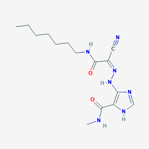 molecular formula C15H23N7O2 B385819 5-{2-[1-cyano-2-(heptylamino)-2-oxoethylidene]hydrazino}-N-methyl-1H-imidazole-4-carboxamide 