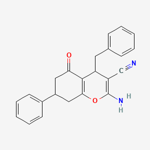 molecular formula C23H20N2O2 B3858195 2-amino-4-benzyl-5-oxo-7-phenyl-5,6,7,8-tetrahydro-4H-chromene-3-carbonitrile 