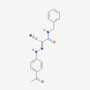 molecular formula C18H16N4O2 B385825 (2E)-2-[2-(4-acetylphenyl)hydrazinylidene]-N-benzyl-2-cyanoethanamide 