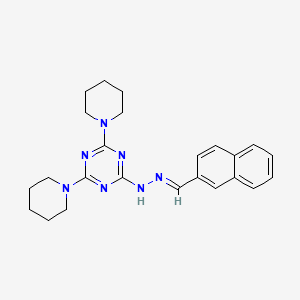 molecular formula C24H29N7 B3858252 2-naphthaldehyde (4,6-di-1-piperidinyl-1,3,5-triazin-2-yl)hydrazone 