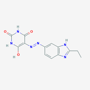 molecular formula C13H12N6O3 B385827 5-[(2-ethyl-3H-benzimidazol-5-yl)diazenyl]-6-hydroxy-1H-pyrimidine-2,4-dione 