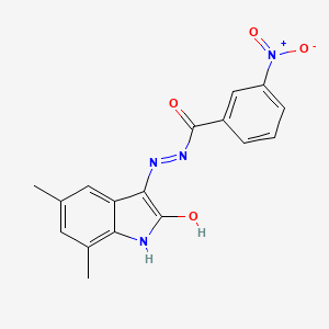 N'-(5,7-dimethyl-2-oxo-1,2-dihydro-3H-indol-3-ylidene)-3-nitrobenzohydrazide