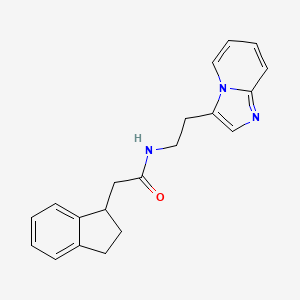 2-(2,3-dihydro-1H-inden-1-yl)-N-(2-imidazo[1,2-a]pyridin-3-ylethyl)acetamide