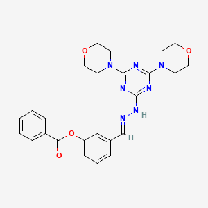 B3858431 3-[2-(4,6-di-4-morpholinyl-1,3,5-triazin-2-yl)carbonohydrazonoyl]phenyl benzoate CAS No. 5488-74-4