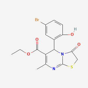 molecular formula C16H15BrN2O4S B3858477 ethyl 5-(5-bromo-2-hydroxyphenyl)-7-methyl-3-oxo-2,3-dihydro-5H-[1,3]thiazolo[3,2-a]pyrimidine-6-carboxylate 