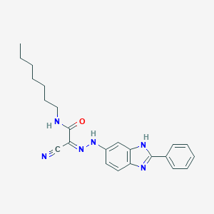 2-cyano-N-heptyl-2-[(2-phenyl-1H-benzimidazol-6-yl)hydrazono]acetamide