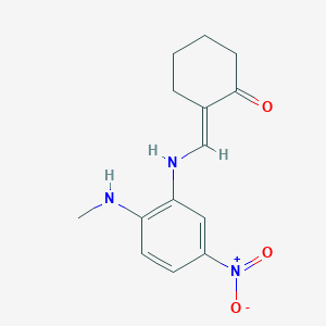 molecular formula C14H17N3O3 B3858497 2-({[2-(methylamino)-5-nitrophenyl]amino}methylene)cyclohexanone 