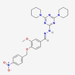 molecular formula C28H34N8O4 B3858498 3-methoxy-4-[(4-nitrobenzyl)oxy]benzaldehyde (4,6-di-1-piperidinyl-1,3,5-triazin-2-yl)hydrazone 