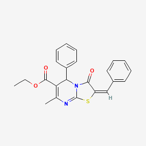 molecular formula C23H20N2O3S B3858510 ethyl 2-benzylidene-7-methyl-3-oxo-5-phenyl-2,3-dihydro-5H-[1,3]thiazolo[3,2-a]pyrimidine-6-carboxylate CAS No. 292871-35-3