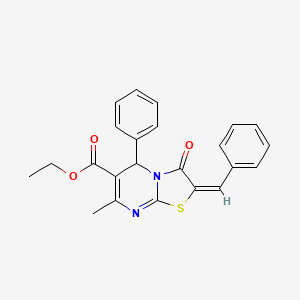 ethyl 2-benzylidene-7-methyl-3-oxo-5-phenyl-2,3-dihydro-5H-[1,3]thiazolo[3,2-a]pyrimidine-6-carboxylate