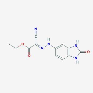 molecular formula C12H11N5O3 B385861 ethyl cyano[(2-oxo-2,3-dihydro-1H-benzimidazol-5-yl)hydrazono]acetate 