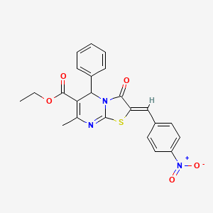 molecular formula C23H19N3O5S B3858638 ethyl 7-methyl-2-(4-nitrobenzylidene)-3-oxo-5-phenyl-2,3-dihydro-5H-[1,3]thiazolo[3,2-a]pyrimidine-6-carboxylate 