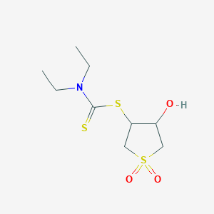 molecular formula C9H17NO3S3 B3858647 4-hydroxy-1,1-dioxidotetrahydro-3-thienyl diethyldithiocarbamate 