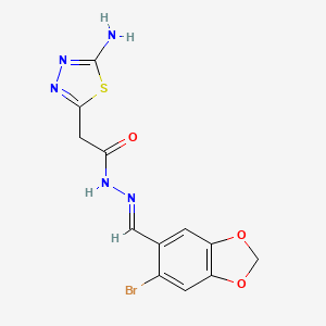 molecular formula C12H10BrN5O3S B3858722 2-(5-amino-1,3,4-thiadiazol-2-yl)-N'-[(6-bromo-1,3-benzodioxol-5-yl)methylene]acetohydrazide 