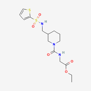 molecular formula C15H23N3O5S2 B3858779 ethyl N-[(3-{[(2-thienylsulfonyl)amino]methyl}-1-piperidinyl)carbonyl]glycinate 