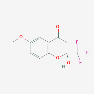 molecular formula C11H9F3O4 B385882 Chromone, 2-trifluoromethyl-2-hydroxy-6-methoxy- 