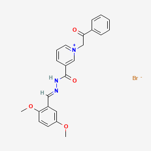 molecular formula C23H22BrN3O4 B3858822 3-{[2-(2,5-dimethoxybenzylidene)hydrazino]carbonyl}-1-(2-oxo-2-phenylethyl)pyridinium bromide 
