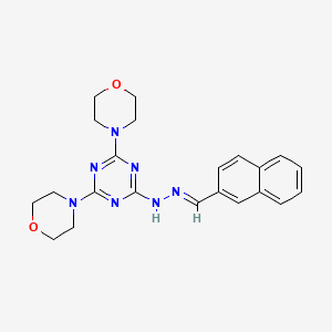 molecular formula C22H25N7O2 B3858831 2-naphthaldehyde (4,6-di-4-morpholinyl-1,3,5-triazin-2-yl)hydrazone 