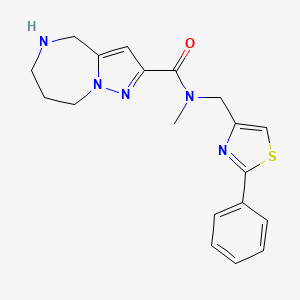 molecular formula C19H21N5OS B3858886 N-methyl-N-[(2-phenyl-1,3-thiazol-4-yl)methyl]-5,6,7,8-tetrahydro-4H-pyrazolo[1,5-a][1,4]diazepine-2-carboxamide 