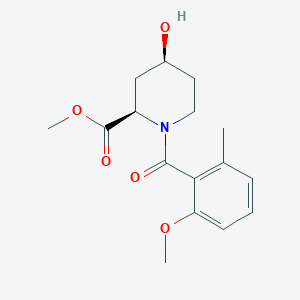 molecular formula C16H21NO5 B3858894 methyl (2R*,4S*)-4-hydroxy-1-(2-methoxy-6-methylbenzoyl)piperidine-2-carboxylate 