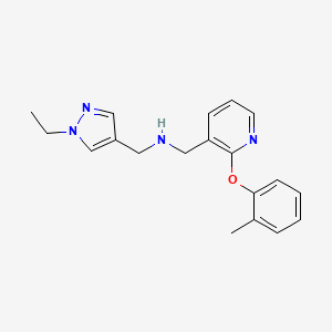 molecular formula C19H22N4O B3858908 1-(1-ethyl-1H-pyrazol-4-yl)-N-{[2-(2-methylphenoxy)-3-pyridinyl]methyl}methanamine 