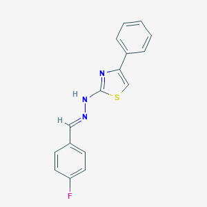 molecular formula C16H12FN3S B385892 4-Fluorobenzaldehyde (4-phenyl-1,3-thiazol-2-yl)hydrazone 