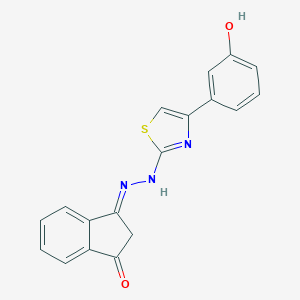 (3E)-3-{2-[4-(3-hydroxyphenyl)-1,3-thiazol-2-yl]hydrazinylidene}-2,3-dihydro-1H-inden-1-one