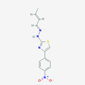 molecular formula C13H12N4O2S B385894 2-Butenal (4-{4-nitrophenyl}-1,3-thiazol-2-yl)hydrazone 