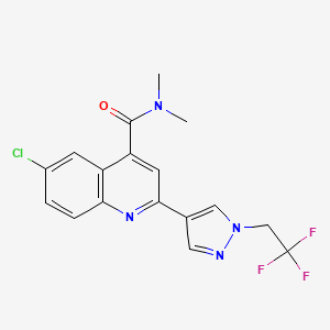 molecular formula C17H14ClF3N4O B3858949 6-chloro-N,N-dimethyl-2-[1-(2,2,2-trifluoroethyl)-1H-pyrazol-4-yl]quinoline-4-carboxamide 
