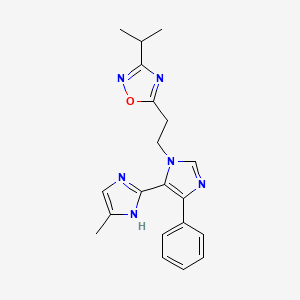 molecular formula C20H22N6O B3858963 3'-[2-(3-isopropyl-1,2,4-oxadiazol-5-yl)ethyl]-4-methyl-5'-phenyl-1H,3'H-2,4'-biimidazole 