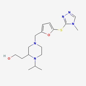 molecular formula C17H27N5O2S B3858974 2-[1-isopropyl-4-({5-[(4-methyl-4H-1,2,4-triazol-3-yl)thio]-2-furyl}methyl)-2-piperazinyl]ethanol 