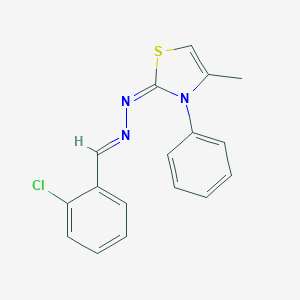 molecular formula C17H14ClN3S B385902 2-chlorobenzaldehyde (4-methyl-3-phenyl-1,3-thiazol-2(3H)-ylidene)hydrazone 