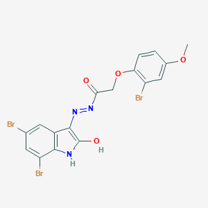 molecular formula C17H12Br3N3O4 B385916 2-(2-bromo-4-methoxyphenoxy)-N'-(5,7-dibromo-2-oxo-1,2-dihydro-3H-indol-3-ylidene)acetohydrazide 
