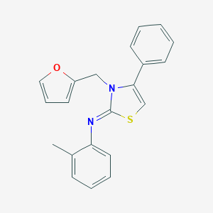 molecular formula C21H18N2OS B385918 (3-Furan-2-ylmethyl-4-phenyl-3H-thiazol-2-ylidene)-O-tolyl-amine 