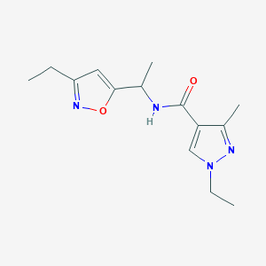 molecular formula C14H20N4O2 B3859200 1-ethyl-N-[1-(3-ethylisoxazol-5-yl)ethyl]-3-methyl-1H-pyrazole-4-carboxamide 