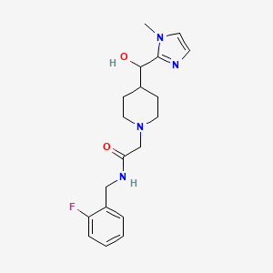 molecular formula C19H25FN4O2 B3859224 N-(2-fluorobenzyl)-2-{4-[hydroxy(1-methyl-1H-imidazol-2-yl)methyl]piperidin-1-yl}acetamide 