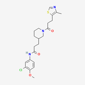 N-(3-chloro-4-methoxyphenyl)-3-{1-[3-(4-methyl-1,3-thiazol-5-yl)propanoyl]-3-piperidinyl}propanamide