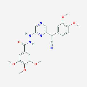 molecular formula C24H25N5O6 B385926 N'-{6-[cyano(3,4-dimethoxyphenyl)methyl]-2-pyrazinyl}-3,4,5-trimethoxybenzohydrazide 