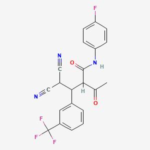 molecular formula C21H15F4N3O2 B3859303 2-acetyl-4,4-dicyano-N-(4-fluorophenyl)-3-[3-(trifluoromethyl)phenyl]butanamide 