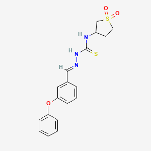 molecular formula C18H19N3O3S2 B3859326 3-phenoxybenzaldehyde N-(1,1-dioxidotetrahydro-3-thienyl)thiosemicarbazone 