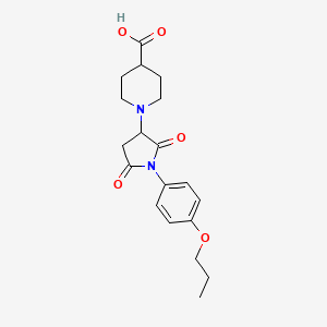 molecular formula C19H24N2O5 B3859352 1-[2,5-dioxo-1-(4-propoxyphenyl)-3-pyrrolidinyl]-4-piperidinecarboxylic acid 