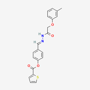 molecular formula C21H18N2O4S B3859367 4-{2-[(3-methylphenoxy)acetyl]carbonohydrazonoyl}phenyl 2-thiophenecarboxylate 