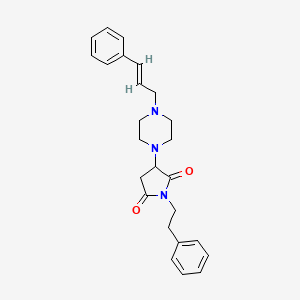 molecular formula C25H29N3O2 B3859394 1-(2-phenylethyl)-3-[4-(3-phenyl-2-propen-1-yl)-1-piperazinyl]-2,5-pyrrolidinedione 