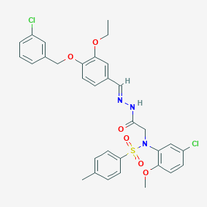 molecular formula C32H31Cl2N3O6S B3859430 N-[2-(2-{4-[(3-chlorobenzyl)oxy]-3-ethoxybenzylidene}hydrazino)-2-oxoethyl]-N-(5-chloro-2-methoxyphenyl)-4-methylbenzenesulfonamide 