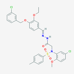 N-(5-Chloro-2-methoxyphenyl)-N-({N'-[(E)-{4-[(3-chlorophenyl)methoxy]-3-ethoxyphenyl}methylidene]hydrazinecarbonyl}methyl)-4-methylbenzene-1-sulfonamide